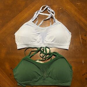 Women's Strappy Sports Bra Set - White and Green